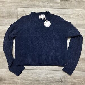 NWT Pink Republic Sweater Womens Small Navy Blue Crewneck Knit Pullover